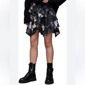 AllSaints Reese Lilly Floral Satin skirt NWOT